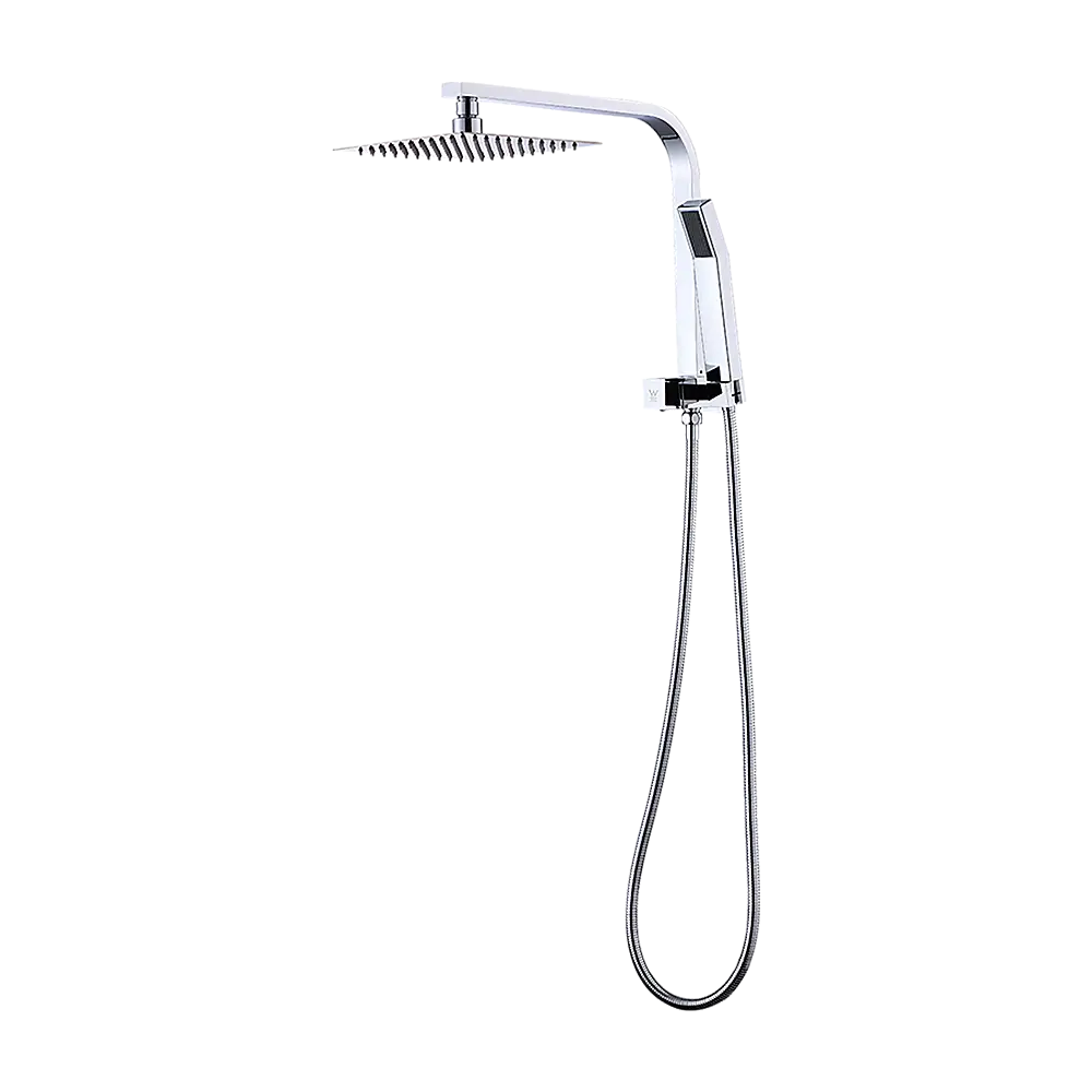 WELS 8’’ Rain Shower Head Set Square Dual Heads Faucet High Pressure Hand Held - Furniture > Bathroom > Shower
