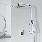 WELS 8’’ Rain Shower Head Set Square Dual Heads Faucet High Pressure With Mixer - Furniture > Bathroom > Shower
