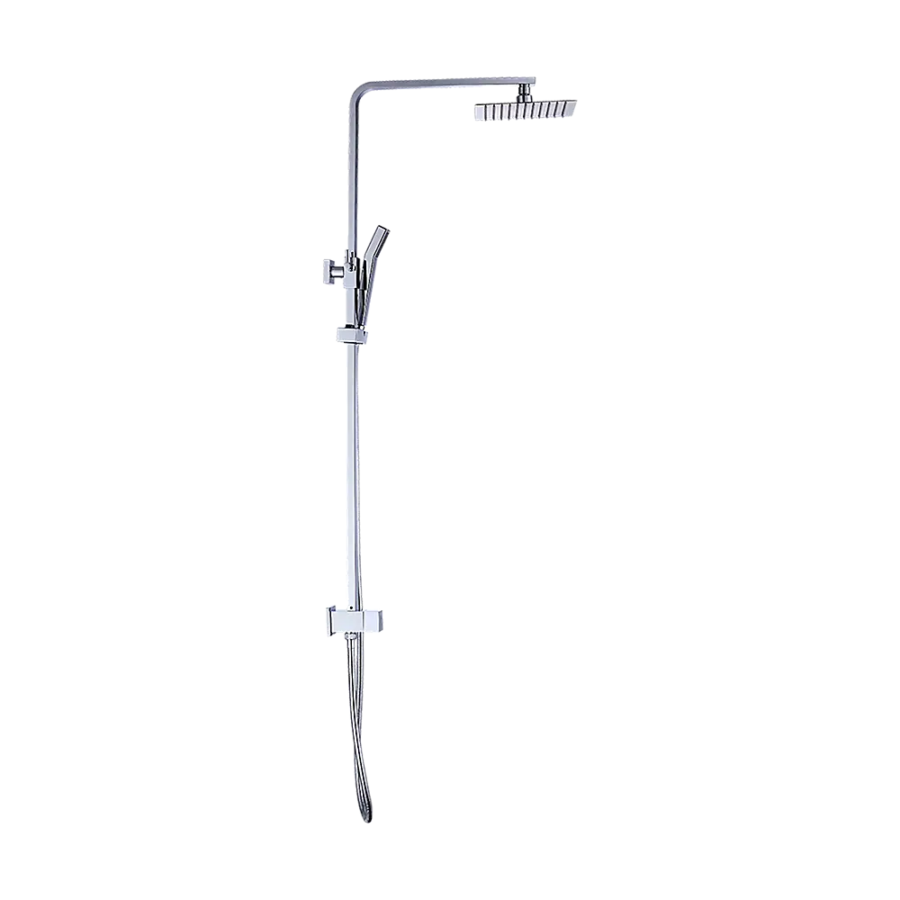WELS 8’’ Rain Shower Head Set Square Dual Heads Faucet High Pressure Hand Held - Furniture > Bathroom