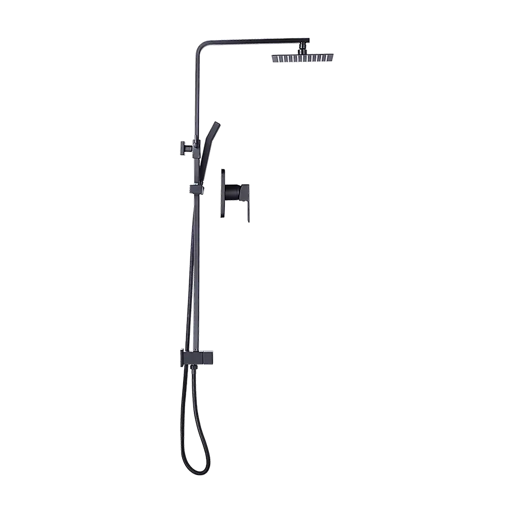 WELS 8’’ Rain Shower Head Set Square Dual Heads Faucet High Pressure With Mixer - Furniture > Bathroom > Shower