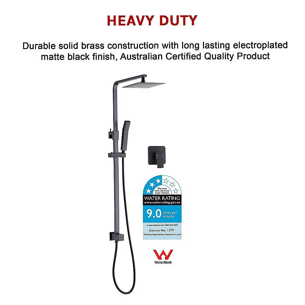 WELS 8’’ Rain Shower Head Set Square Dual Heads Faucet High Pressure With Mixer - Furniture > Bathroom > Shower