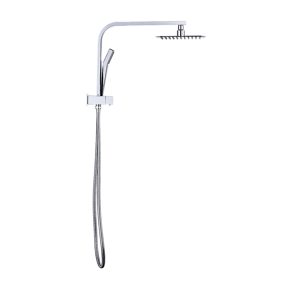 WELS 8’’ Rain Shower Head Set Square Dual Heads Faucet High Pressure Hand Held - Furniture > Bathroom > Shower