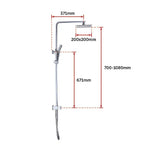 WELS 8’’ Rain Shower Head Set Square Dual Heads Faucet High Pressure Hand Held - Furniture > Bathroom