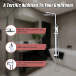WELS 8’’ Rain Shower Head Set Square Dual Heads Faucet High Pressure With Mixer - Furniture > Bathroom > Shower
