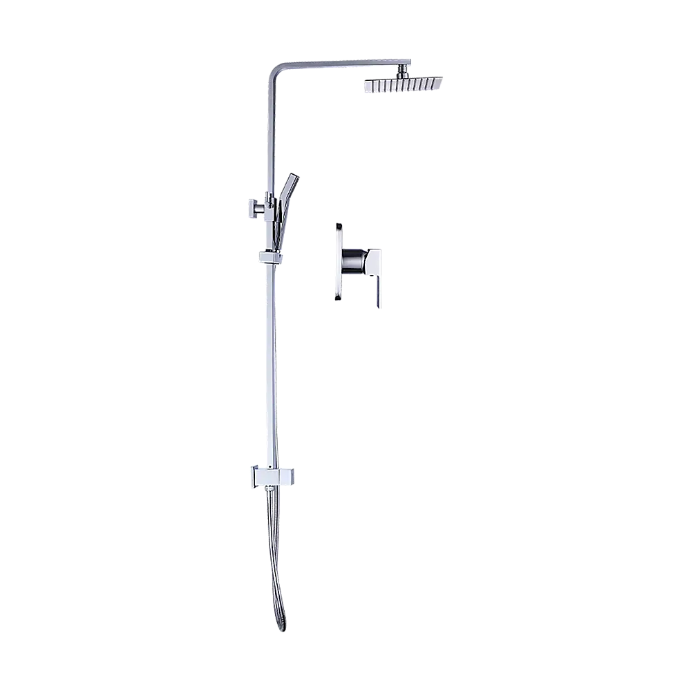 WELS 8’’ Rain Shower Head Set Square Dual Heads Faucet High Pressure With Mixer - Furniture > Bathroom > Shower