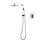 WELS 8’’ Rain Shower Head Set Square Dual Heads Faucet High Pressure With Mixer - Furniture > Bathroom