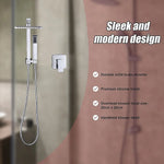 WELS 8’’ Rain Shower Head Set Square Dual Heads Faucet High Pressure With Mixer - Furniture > Bathroom