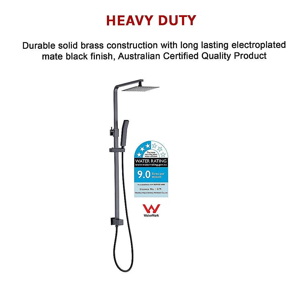 WELS 8’’ Rain Shower Head Set Square Dual Heads Faucet High Pressure Hand Held - Furniture > Bathroom > Shower