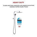 WELS 8’’ Rain Shower Head Set Square Dual Heads Faucet High Pressure Hand Held - Furniture > Bathroom > Shower