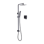 WELS 8’’ Rain Shower Head Set Square Dual Heads Faucet High Pressure With Mixer - Furniture > Bathroom > Shower