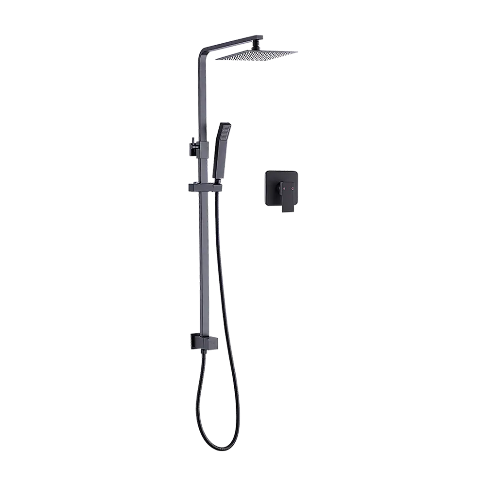 WELS 8’’ Rain Shower Head Set Square Dual Heads Faucet High Pressure With Mixer - Furniture > Bathroom > Shower