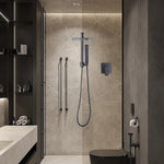 WELS 8’’ Rain Shower Head Set Square Dual Heads Faucet High Pressure With Mixer - Furniture > Bathroom > Shower Heads &