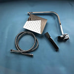 WELS 8’’ Rain Shower Head Set Square Dual Heads Faucet High Pressure Hand Held - Furniture > Bathroom > Shower Heads &