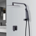WELS 8’’ Rain Shower Head Set Square Dual Heads Faucet High Pressure With Mixer - Furniture > Bathroom > Shower Heads &