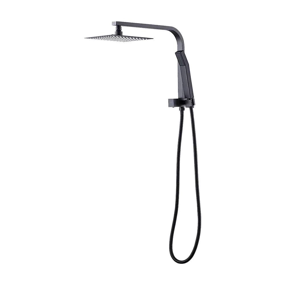 WELS 8’’ Rain Shower Head Set Square Dual Heads Faucet High Pressure Hand Held - Furniture > Bathroom > Shower Heads &