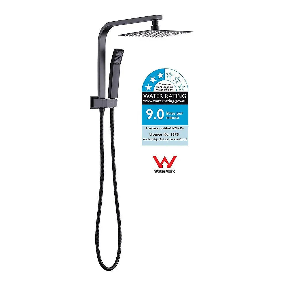 WELS 8’’ Rain Shower Head Set Square Dual Heads Faucet High Pressure Hand Held - Furniture > Bathroom > Shower Heads &