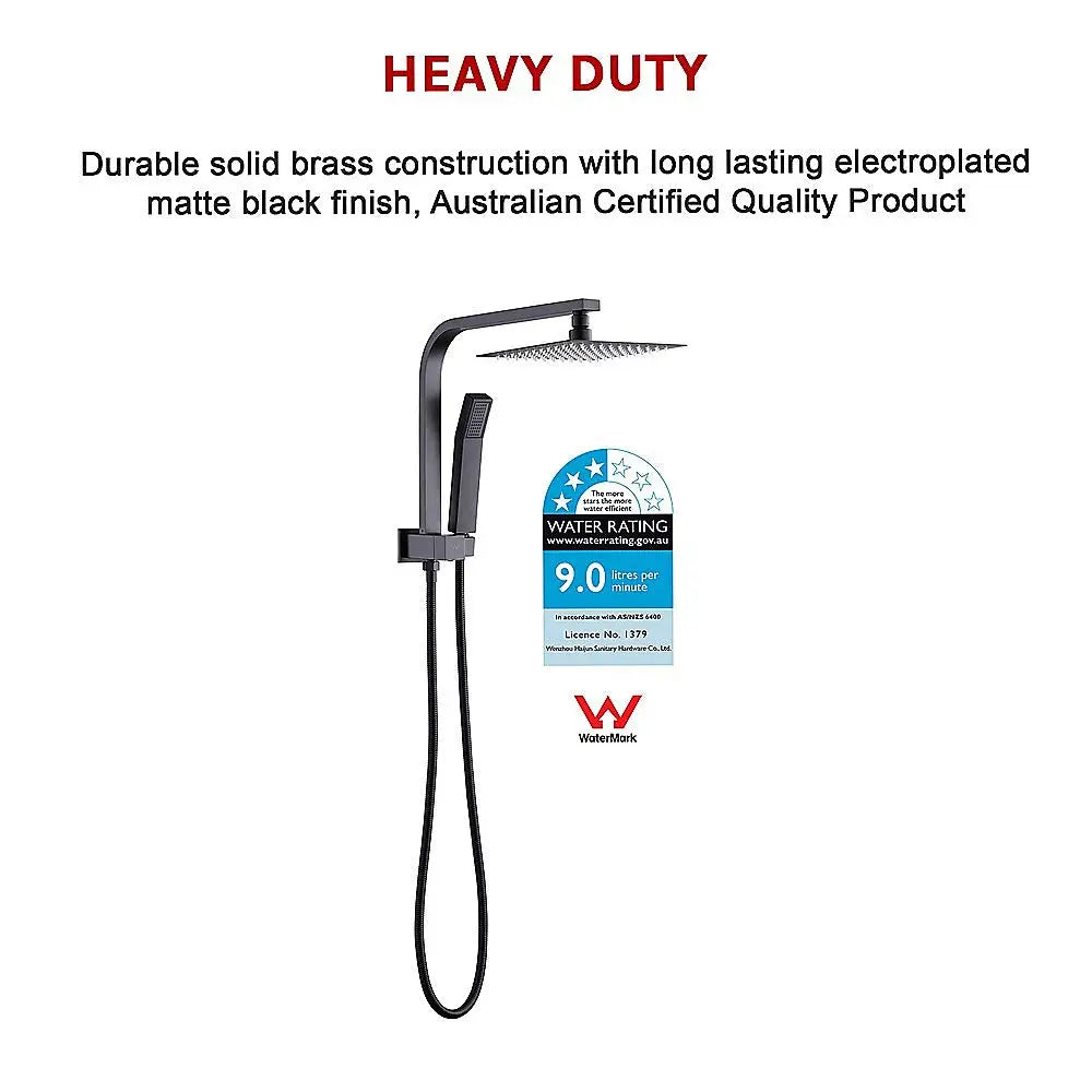 WELS 8’’ Rain Shower Head Set Square Dual Heads Faucet High Pressure Hand Held - Furniture > Bathroom > Shower Heads &