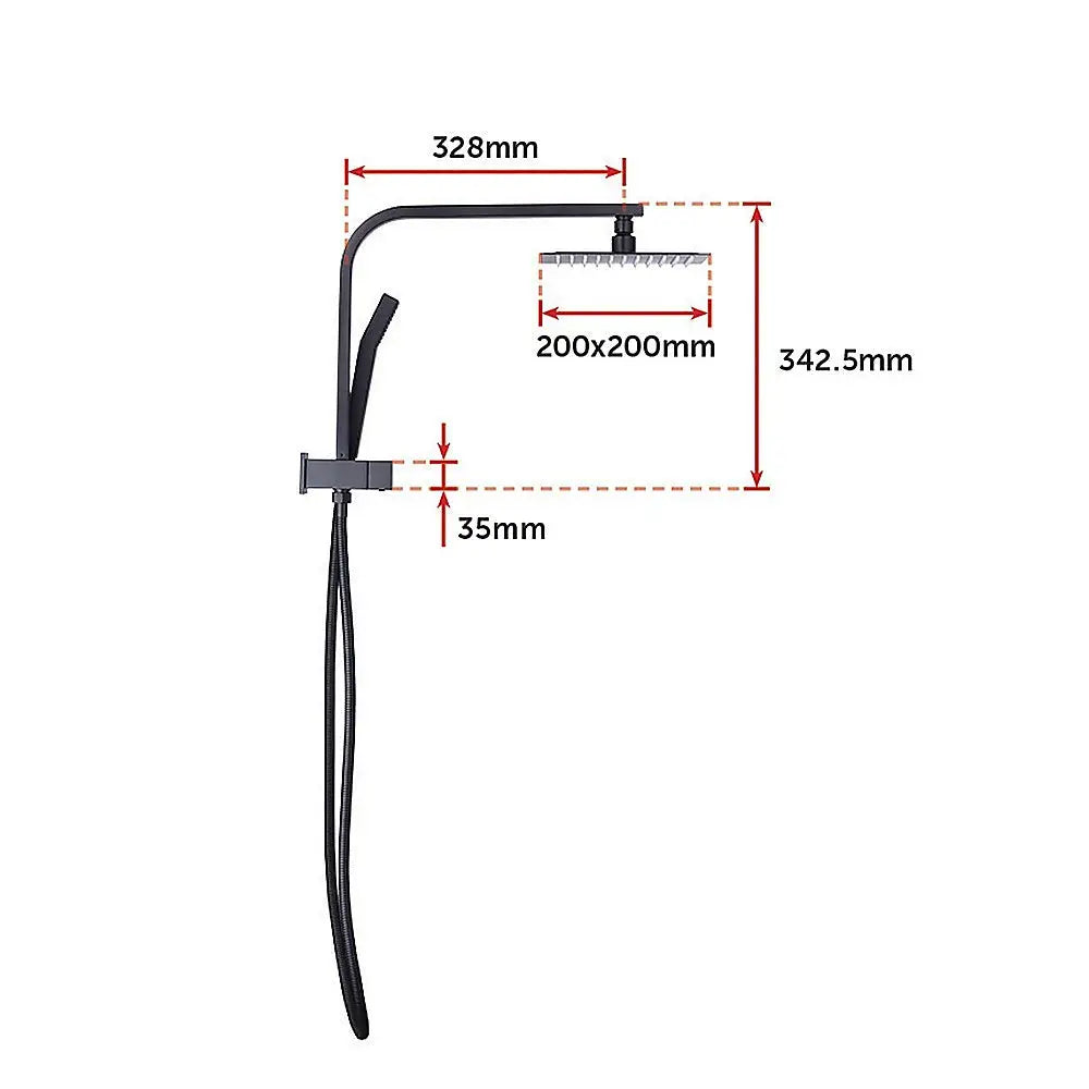 WELS 8’’ Rain Shower Head Set Square Dual Heads Faucet High Pressure With Mixer - Furniture > Bathroom > Shower Heads &