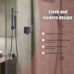 WELS 8’’ Rain Shower Head Set Square Dual Heads Faucet High Pressure With Mixer - Furniture > Bathroom > Shower Heads &
