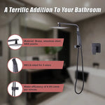 WELS 8’’ Rain Shower Head Set Square Dual Heads Faucet High Pressure With Mixer - Furniture > Bathroom > Shower Heads &