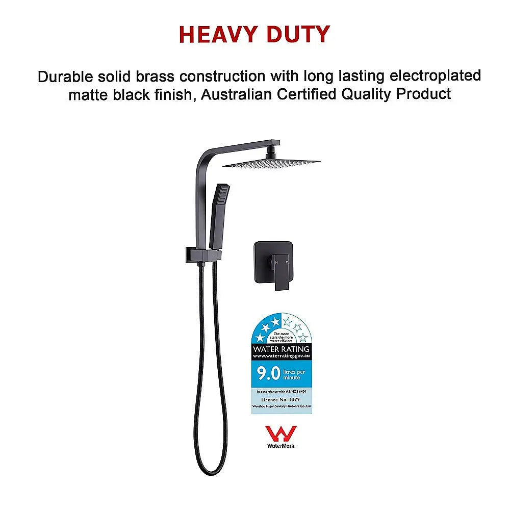WELS 8’’ Rain Shower Head Set Square Dual Heads Faucet High Pressure With Mixer - Furniture > Bathroom > Shower Heads &