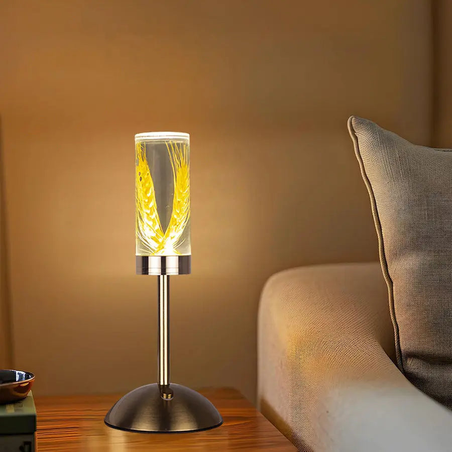 Wheat Ears Eternal Flower Acrylic Table Lamp - Color-Changing LED USB Rechargeable Touch Control - Home & Garden >