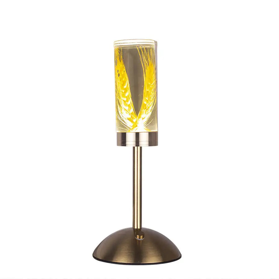 Wheat Ears Eternal Flower Acrylic Table Lamp - Color-Changing LED USB Rechargeable Touch Control - Home & Garden >