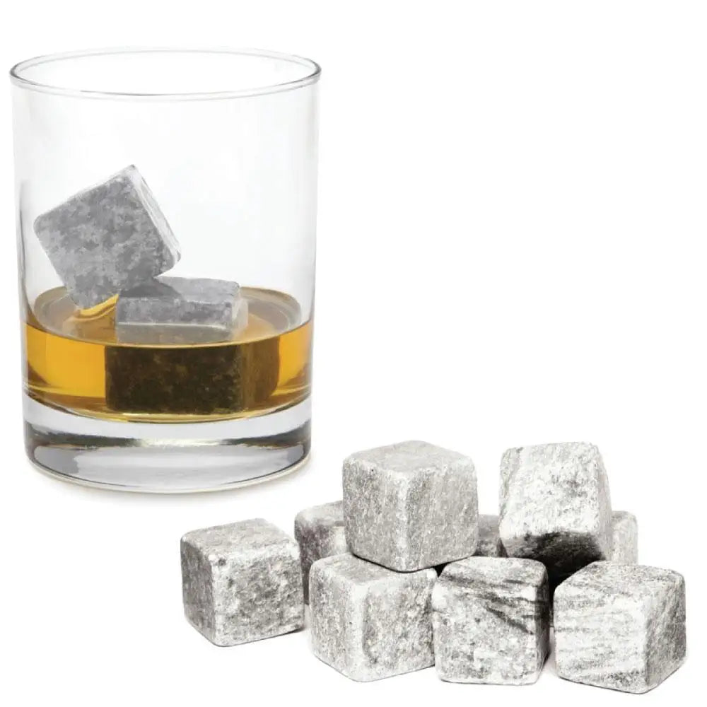 Whiskey Stones Ice Melts - 9 Reusable Natural Marble Chilling Scotch Rocks Cubes - Appliances > Kitchen Appliances