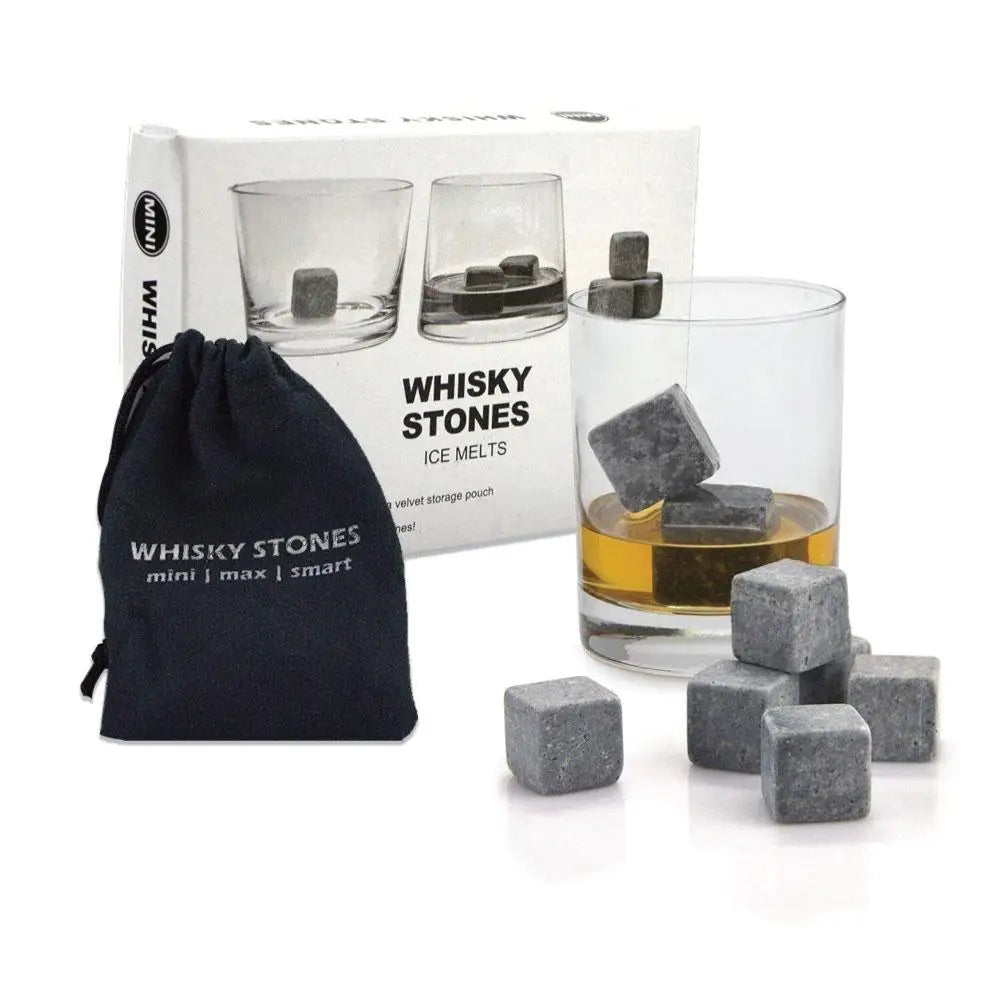 Whiskey Stones Ice Melts - 9 Reusable Natural Marble Chilling Scotch Rocks Cubes - Appliances > Kitchen Appliances