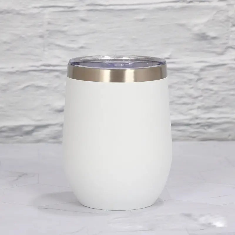 White 12oz Double-Wall Vacuum 304 Eggshell Cup – Mini Portable Insulated U-Shaped Cup Creative Small Beer Mug