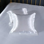 White 2 PCS Faux Silk Pillow Covers - Cooling Ice Silk Satin Cushion Covers - 45x45cm - Home & Garden > Bedding >