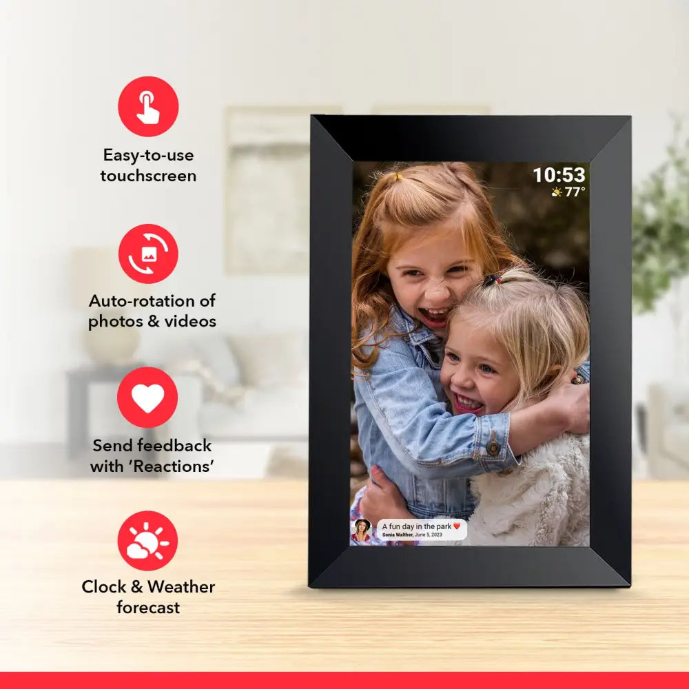 White 32GB Storage 10-Inch WiFi Digital Photo Frame | HD Display + Remote Photo/Video Sharing via App | Electronics >