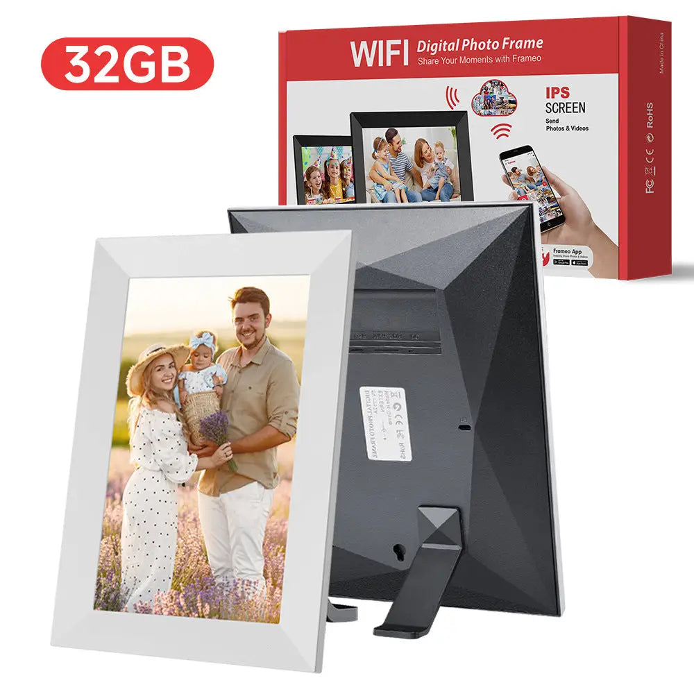 White 32GB Storage 10-Inch WiFi Digital Photo Frame | HD Display + Remote Photo/Video Sharing via App | Electronics >