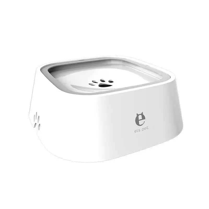White Anti-Spill Floating Pet Water Bowl for Dogs and Cats - 1L Capacity Splash-Proof and Anti-Wet Mouth Design - Pet