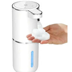 White Automatic Foaming Soap Dispenser with Rechargeable Battery Touch Control and 380ml Capacity - IPX5 Waterproof