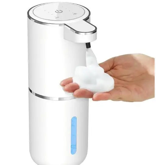 White Automatic Foaming Soap Dispenser with Rechargeable Battery Touch Control and 380ml Capacity - IPX5 Waterproof