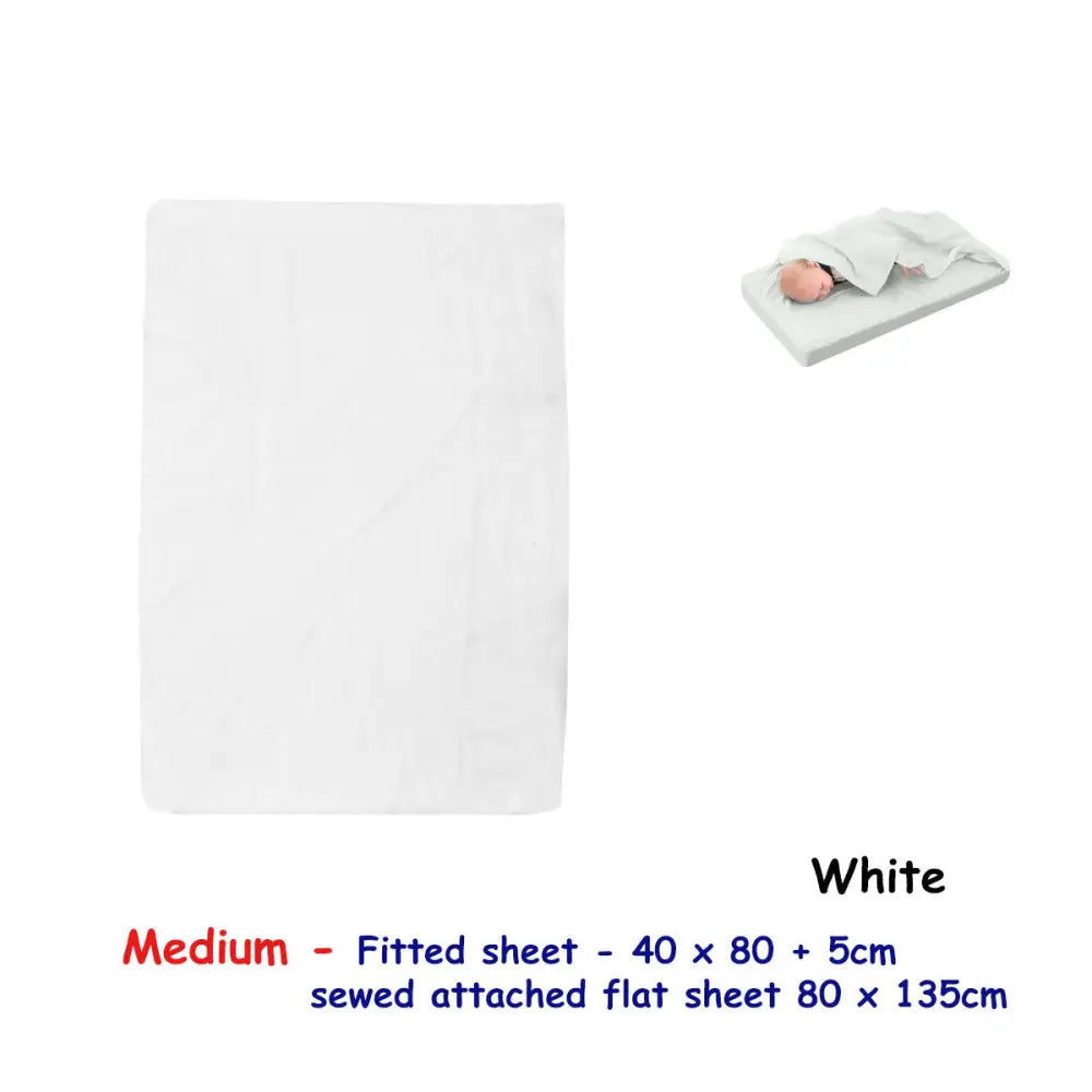 White Bassinet Fitted Sheet with a Flat Sheet Sewed Attached - Home & Garden > Bedding > Bed Sheets
