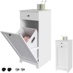 White Bathroom Cabinet with Laundry Basket and Drawer - Home & Garden > Storage