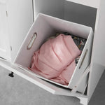 White Bathroom Cabinet with Laundry Basket and Drawer - Home & Garden > Storage