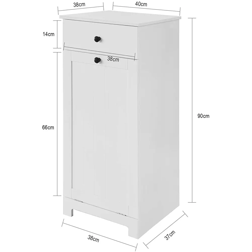 White Bathroom Cabinet with Laundry Basket and Drawer - Home & Garden > Storage