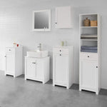 White Bathroom Cabinet with Laundry Basket and Drawer - Home & Garden > Storage