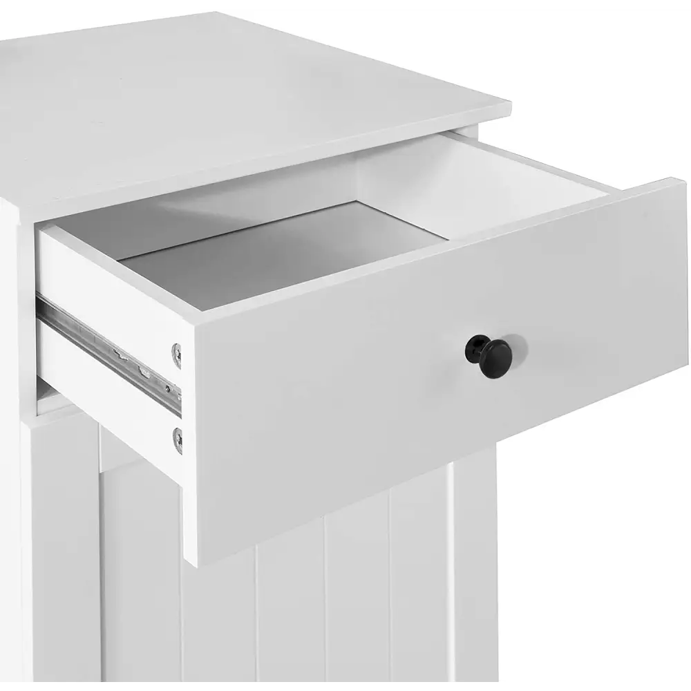 White Bathroom Cabinet with Laundry Basket and Drawer - Home & Garden > Storage