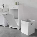 White Bathroom Cabinet with Laundry Basket and Drawer - Home & Garden > Storage