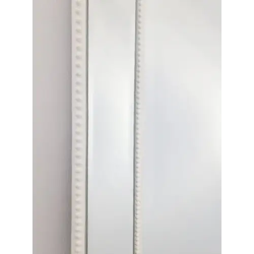 White Beaded Framed Mirror - Free Standing 50cm x 170cm - Home & Garden > Decor