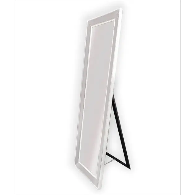 White Beaded Framed Mirror - Free Standing 50cm x 170cm - Home & Garden > Decor
