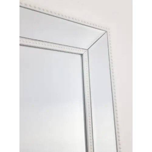 White Beaded Framed Mirror - Free Standing 50cm x 170cm - Home & Garden > Decor