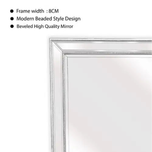 White Beaded Framed Mirror - Rectangle 80cm x 110cm - Home & Garden > Decor > Mirrors