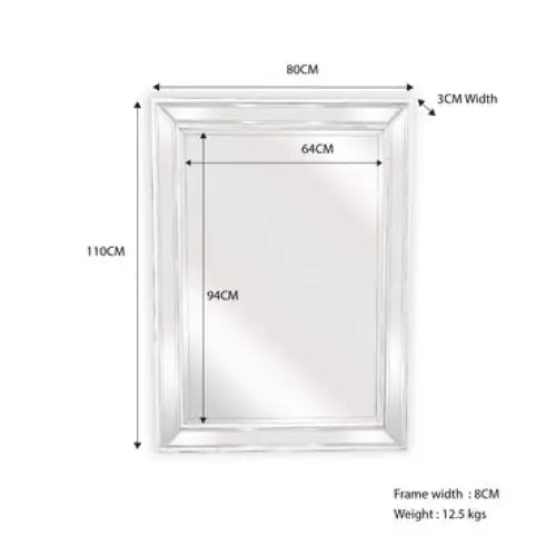 White Beaded Framed Mirror - Rectangle 80cm x 110cm - Home & Garden > Decor > Mirrors