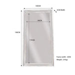 White Beaded Framed Mirror - X Large 190cm x 100cm - Home & Garden > Decor