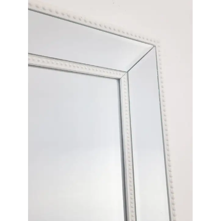 White Beaded Framed Mirror - X Large 190cm x 100cm - Home & Garden > Decor